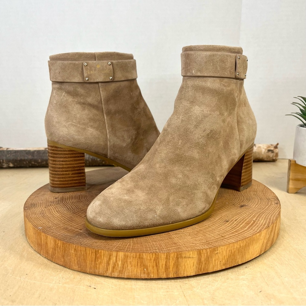 Kate Spade | Melony Tan Suede Heeled Ankle Boots Size 8B